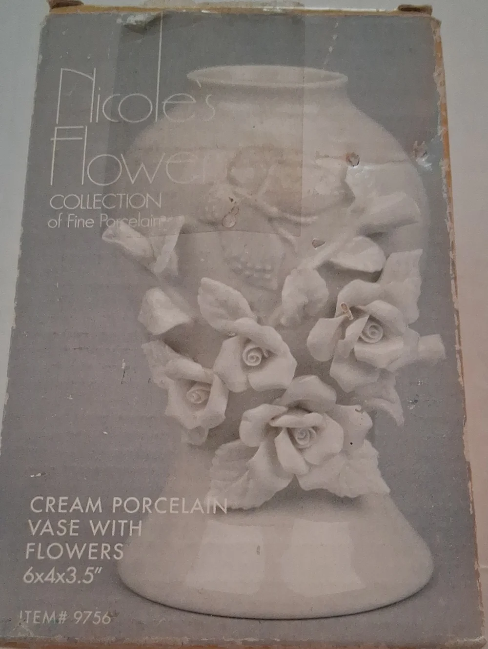 Davco Silver Co Nicole's Flowers Collection Cream Porcelain 3D Vase